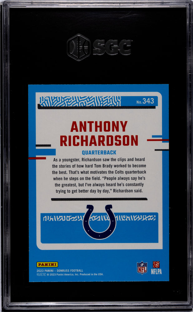 2023 Donruss #343 Anthony Richardson Rated Rookie SGC 8.5