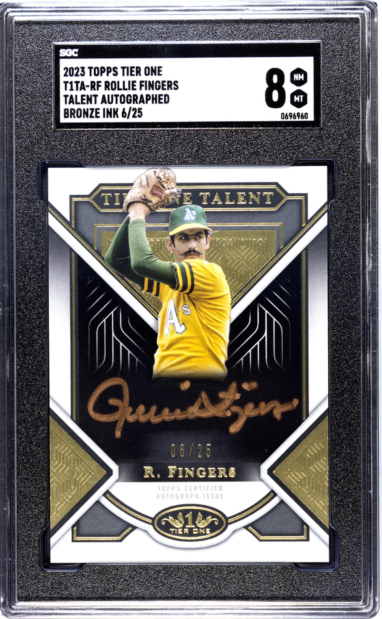 2023 Topps Tier One #T1TA-RF Rollie Fingers Talent Auto. Bronze Ink 06/25 SGC 8