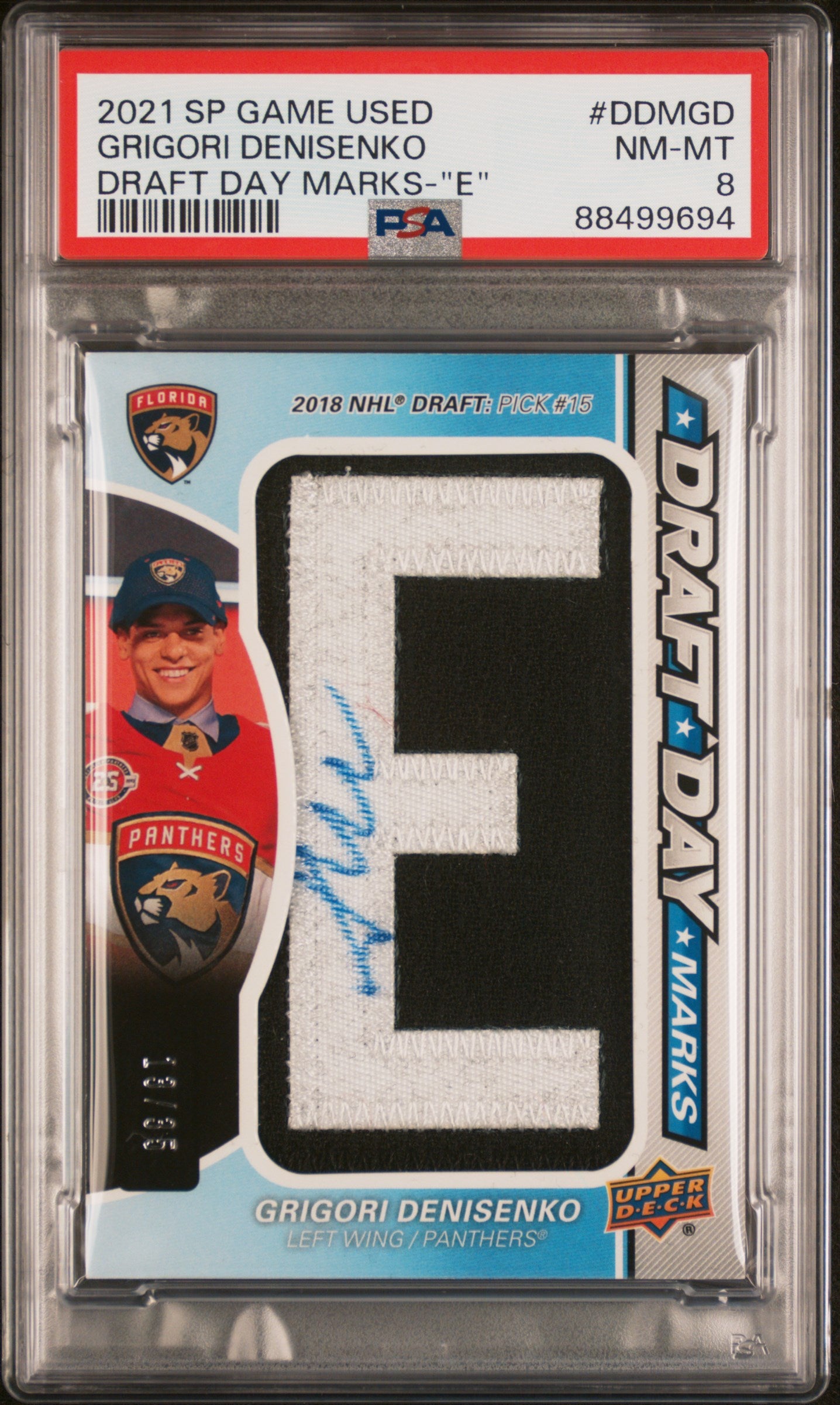 2021 Upper Deck SP Draft Day Marks Grigori Denisenko #DDMGD Auto /35 PSA 8