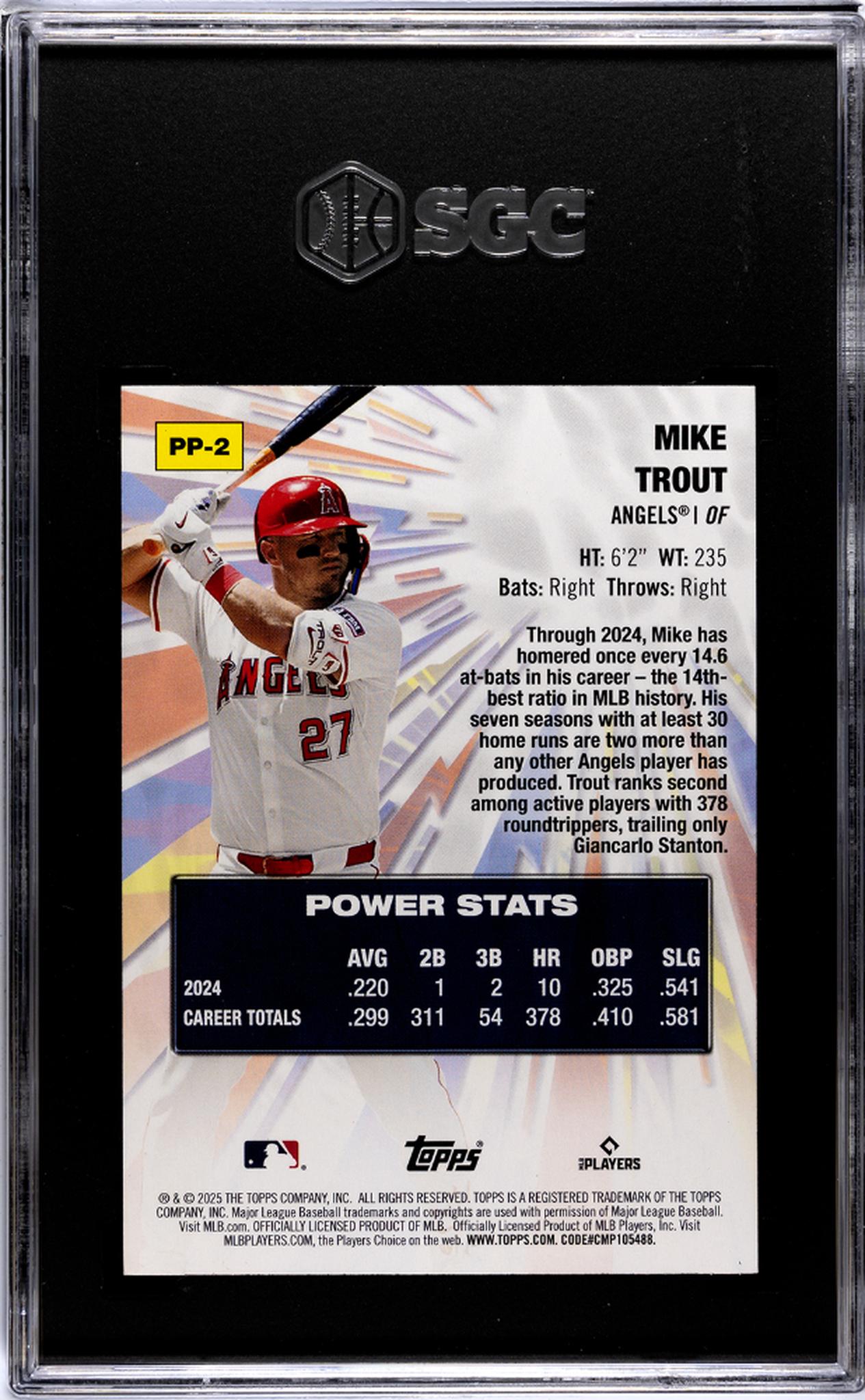 2025 Topps Celebration #PP-2 Mike Trout Power Players SGC 9.5