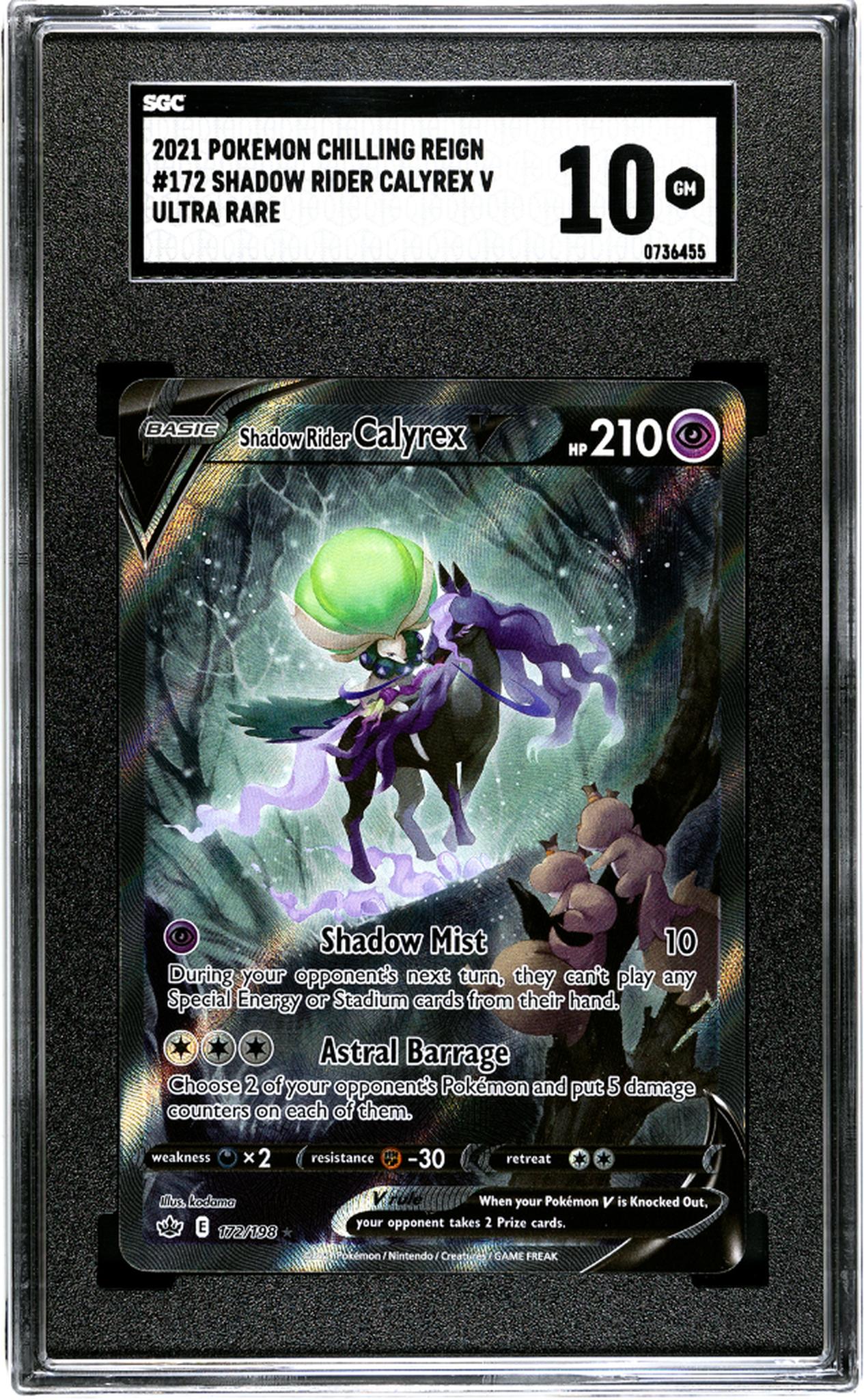 2021 Pokemon #172/198 Shadow Rider Calyrex V Chilling Reign SGC 10