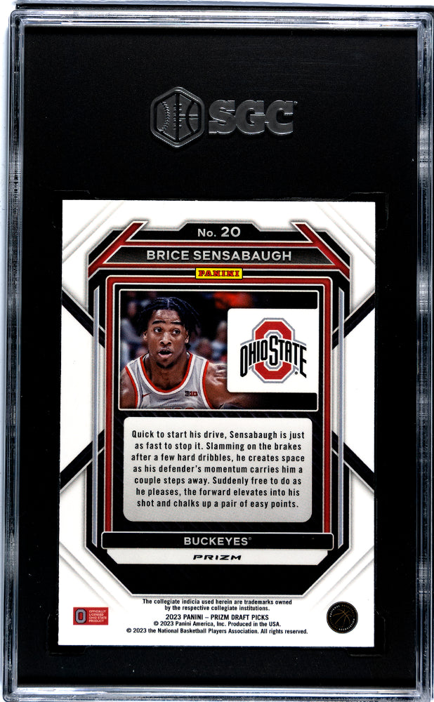 2023-24 Panini Prizm Draft Picks Hyper Prizm Brice Sensabaugh #20 RC SGC 9.5