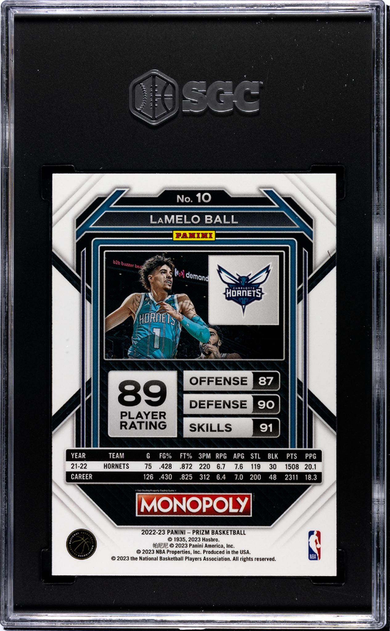 2022-23 Panini Prizm Monopoly LaMelo Ball #10 SGC 8
