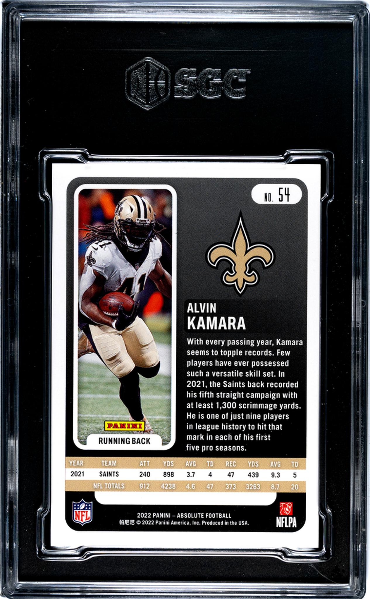 2022 Panini Absolute Alvin Kamara Green Spectrum #54 /25 SGC 9.5