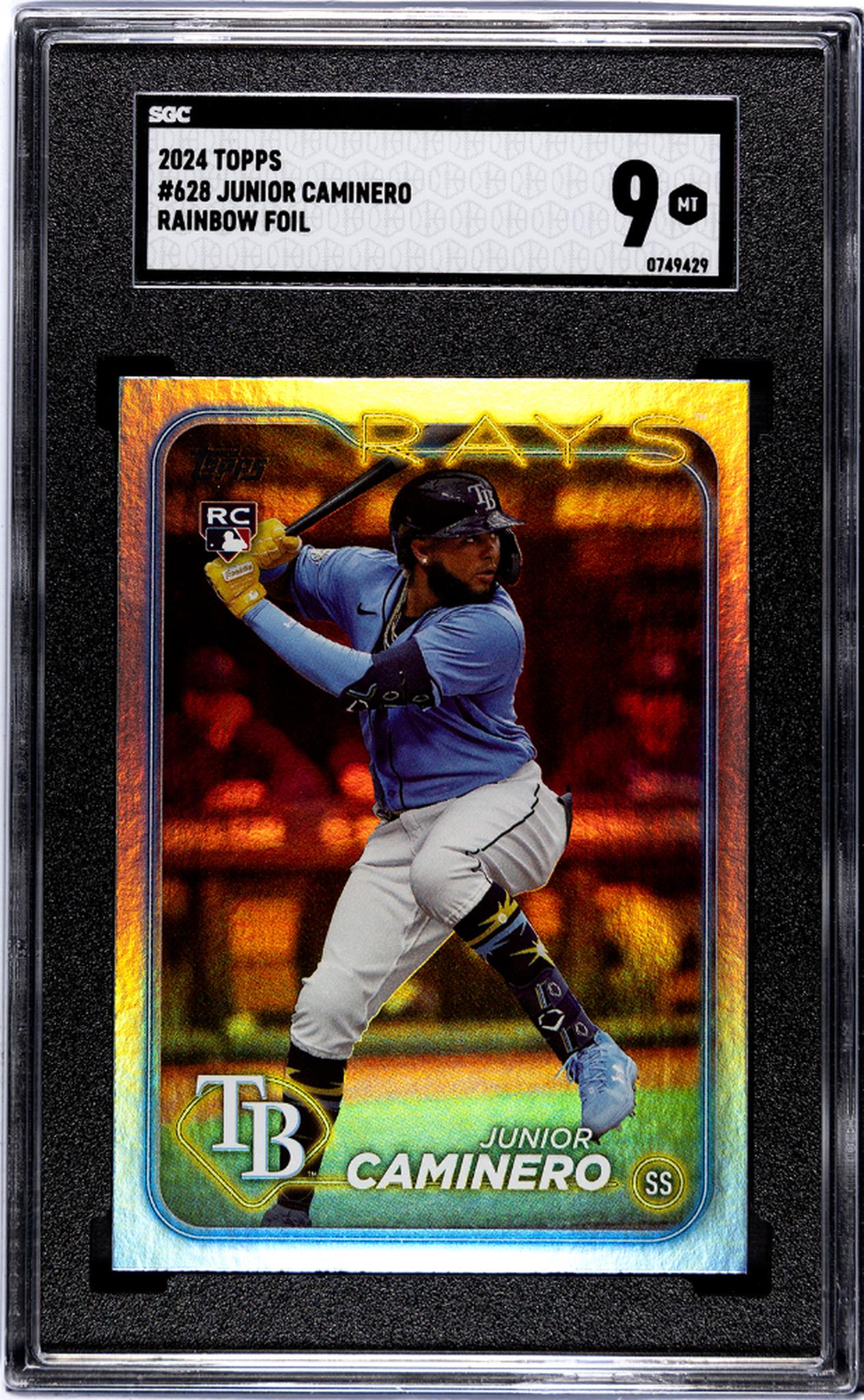 2024 Topps #628 Junior Caminero Rainbow Foil SGC 9