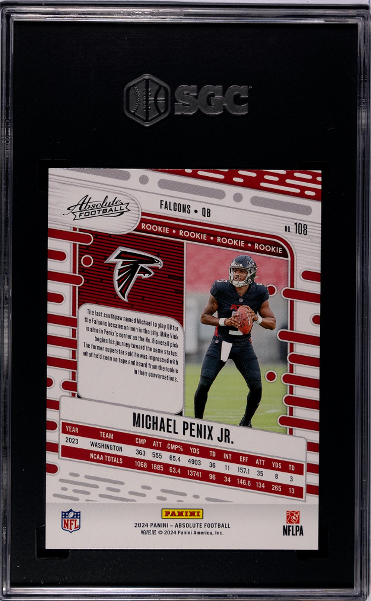 2024 Panini Absolute Football Michael Penix Jr. #108 RC SGC 10