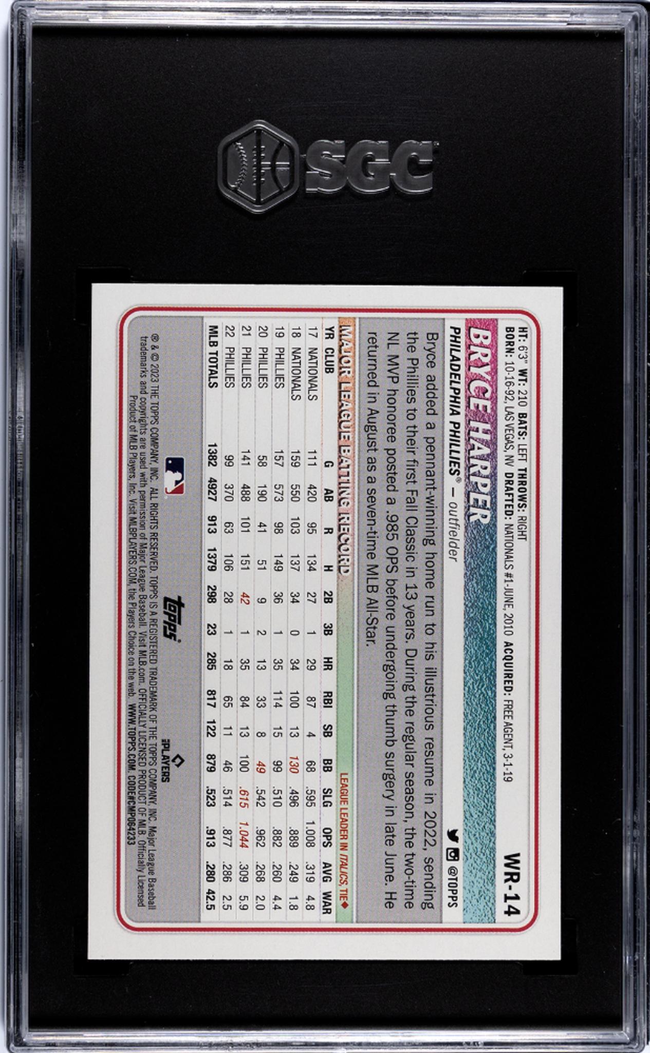 2023 Topps Big League Wrapper Redemption Bryce Harper #WR-14 SGC 9.5