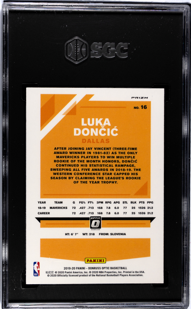 2019-20 Donruss Optic #16 Luka Doncic Red Wave Prizm SGC 8.5