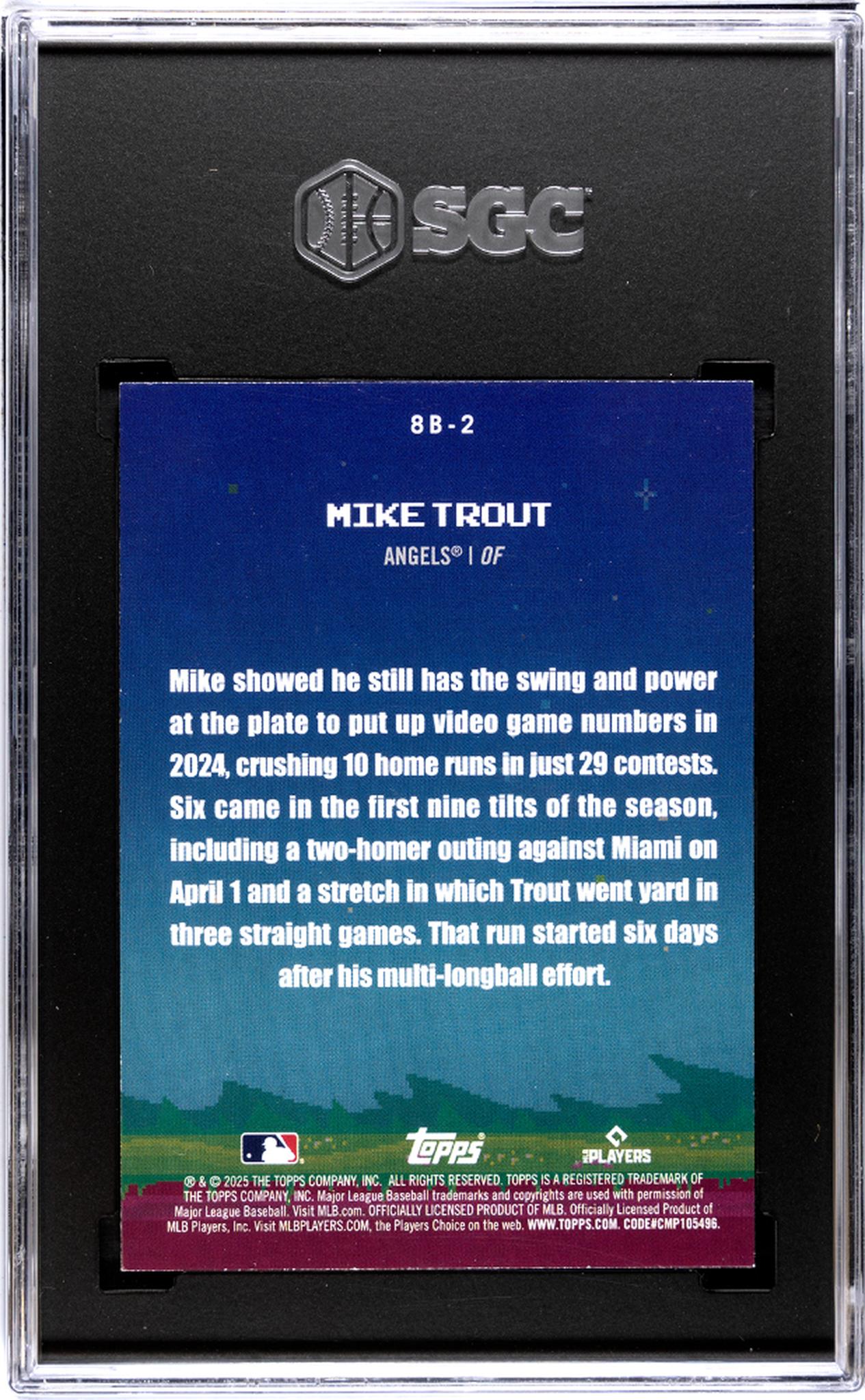 2025 Topps Celebration #8B-2 Mike Trout 8-Bit Ballers SGC 9