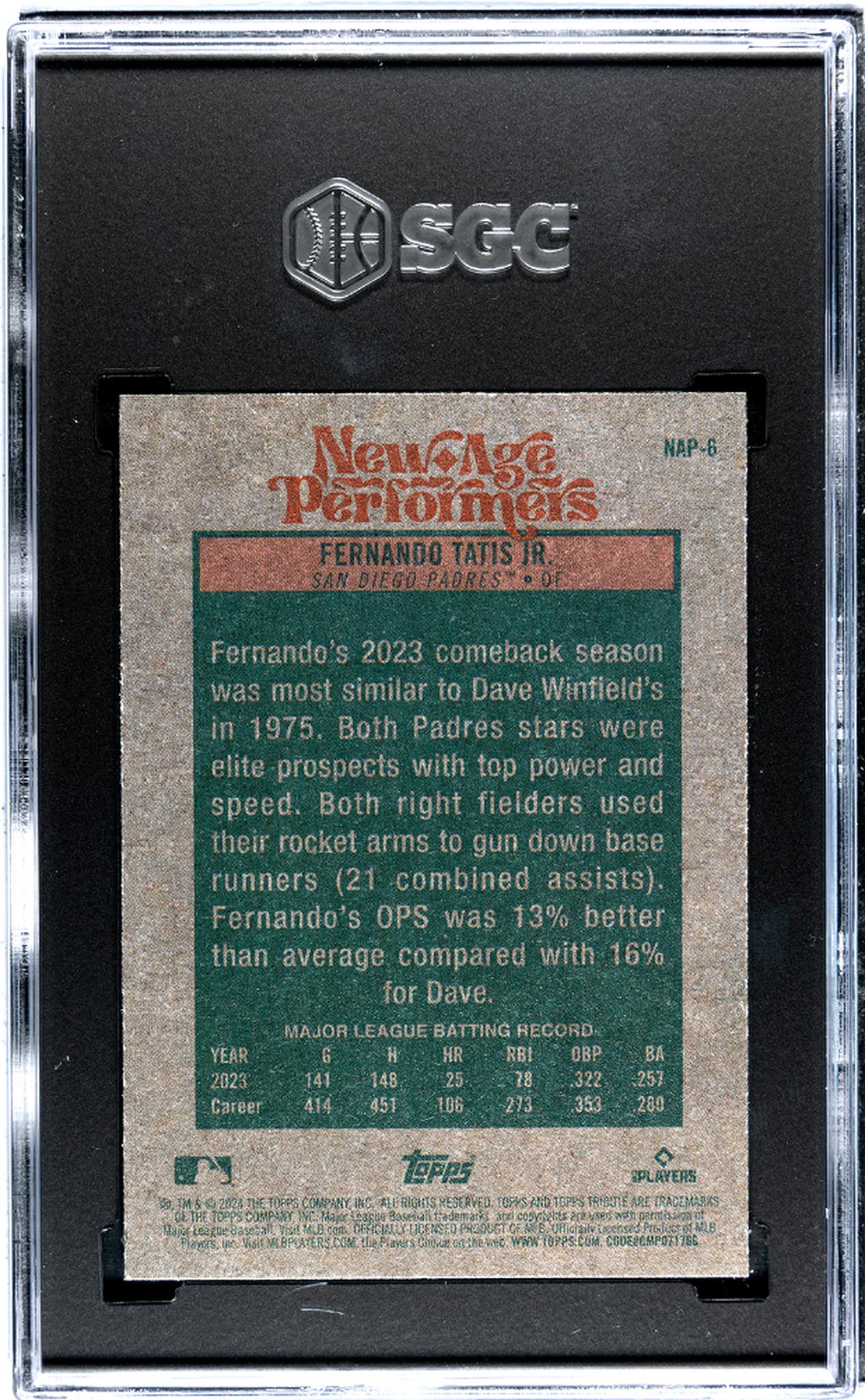 2024 Topps Heritage New Age Performers Fernando Tatis Jr. #NAP-6 SGC 9.5
