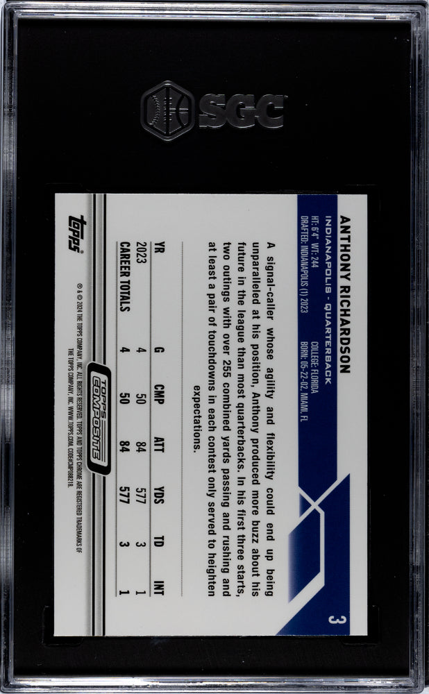 2023 Topps Chrome #3 Anthony Richardson Topps Composite SGC 8.5