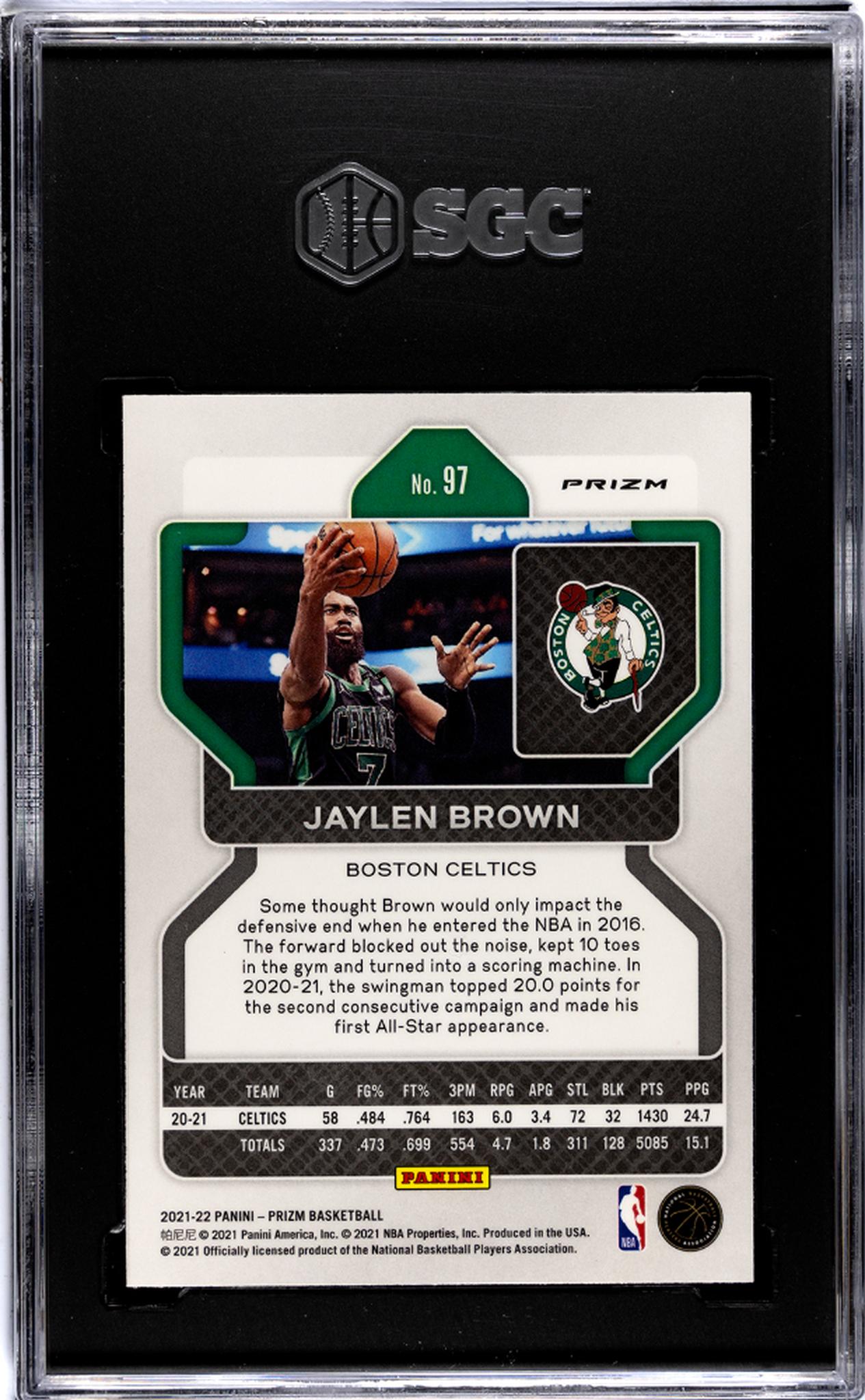 2021-22 Panini Prizm #97 Jaylen Brown Ice Prizm SGC 10