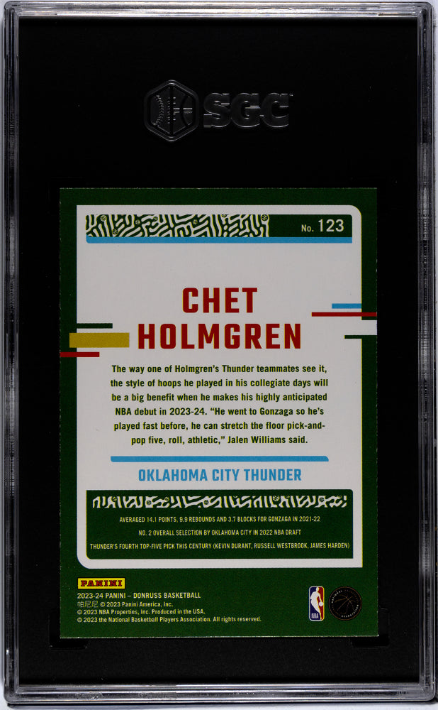 2023-24 Donruss #123 Chet Holmgren Green Holo Laser SGC 9