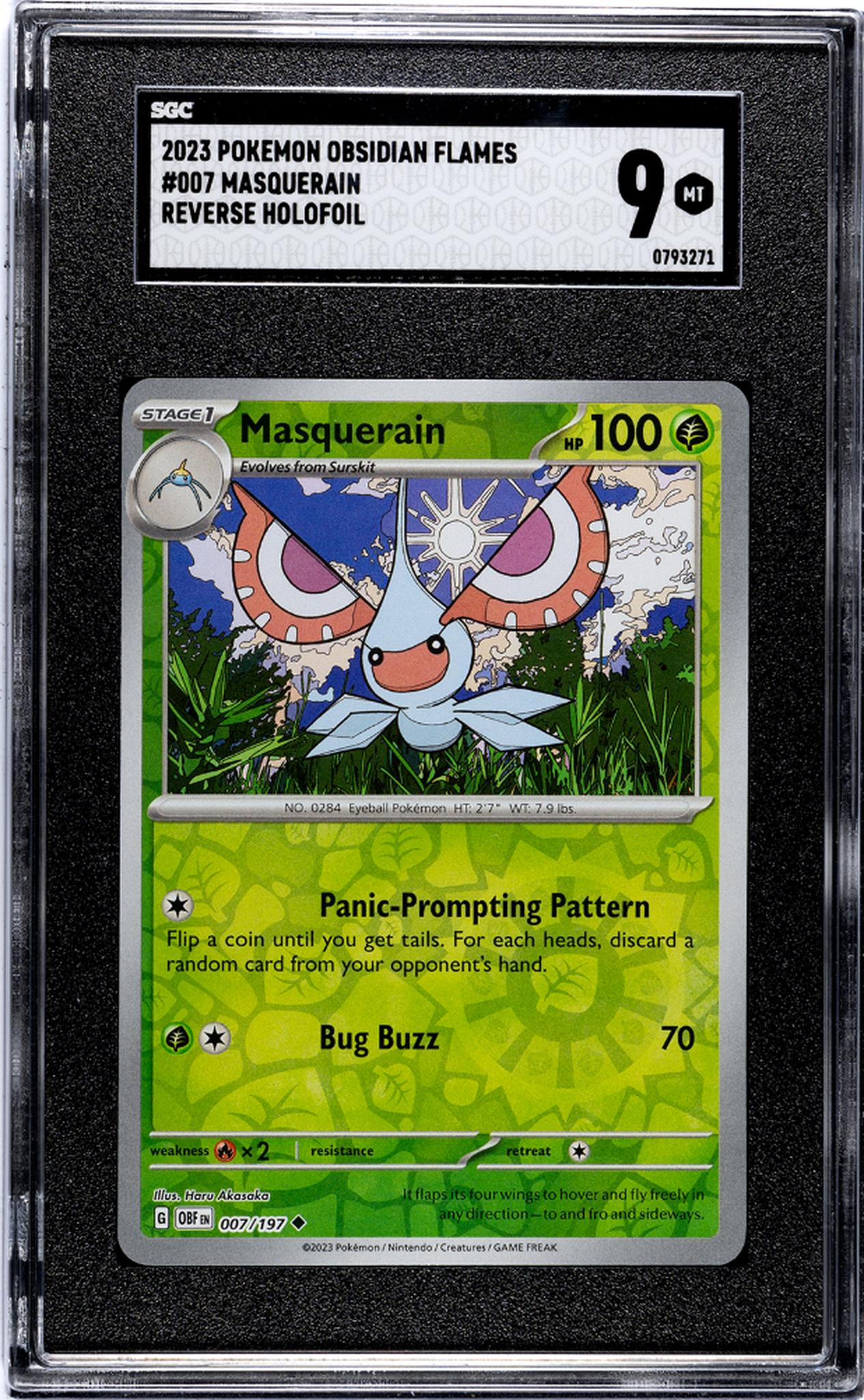 2023 Pokemon Obsidian Flames #007 Masquerain Reverse Holofoil SGC 9