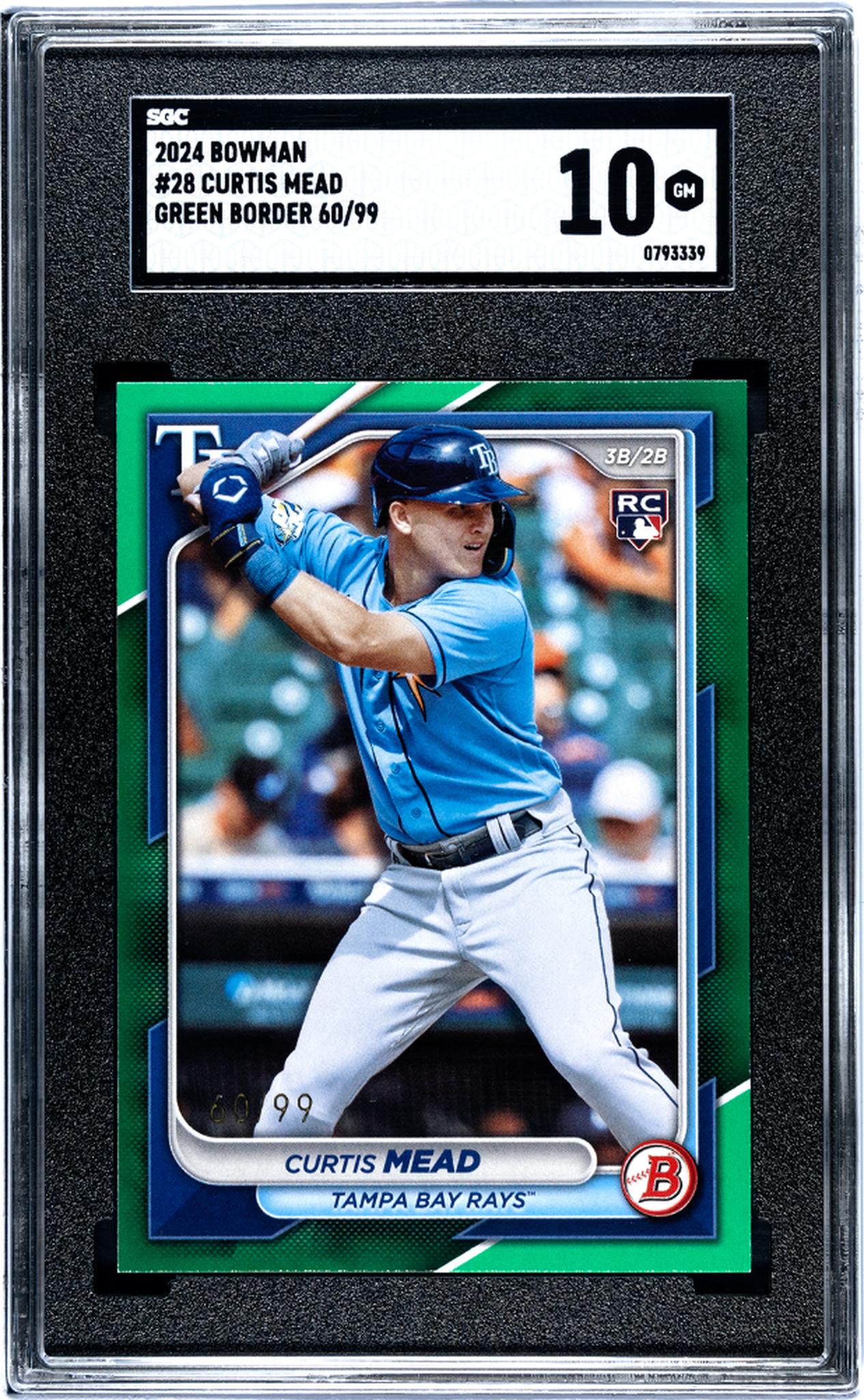 2024 Bowman #28 Curtis Mead Green Border /99 SGC 10