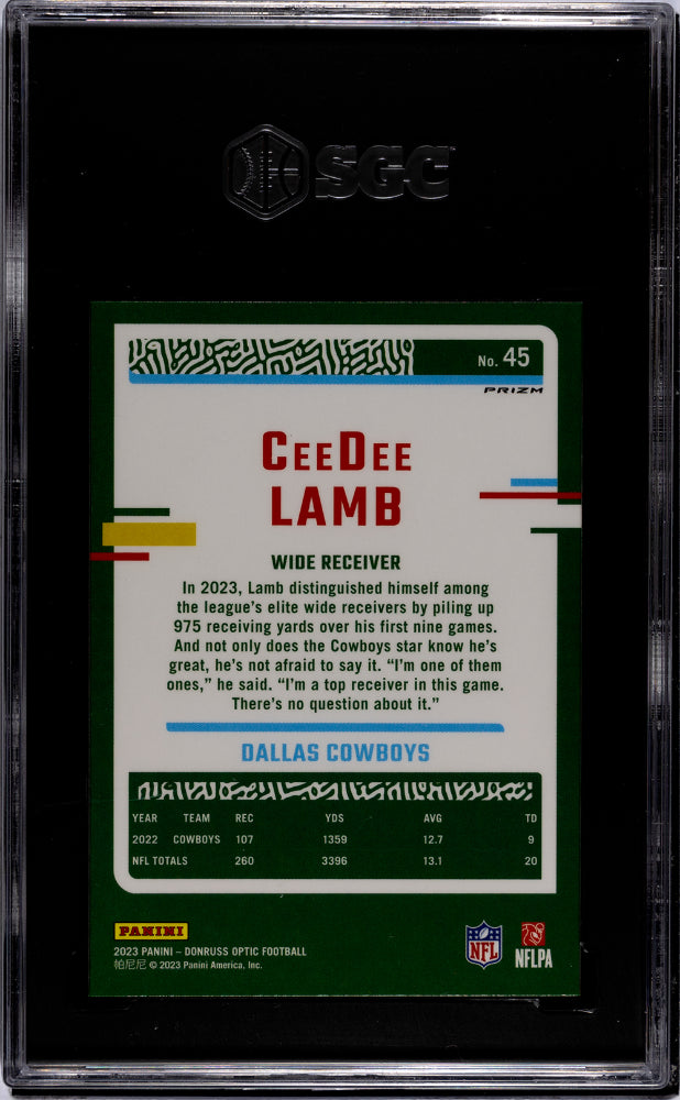 2023 Panini Donruss Optic CeeDee Lamb Stars Prizm #45 SGC 10