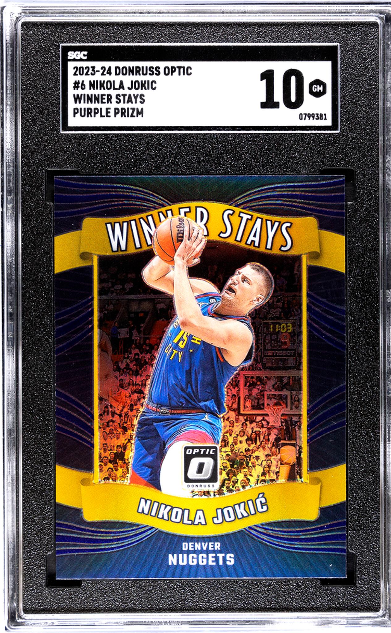 2023-24 Donruss Optic #6 Nikola Jokic Winner Stays Purple Prizm SGC 10