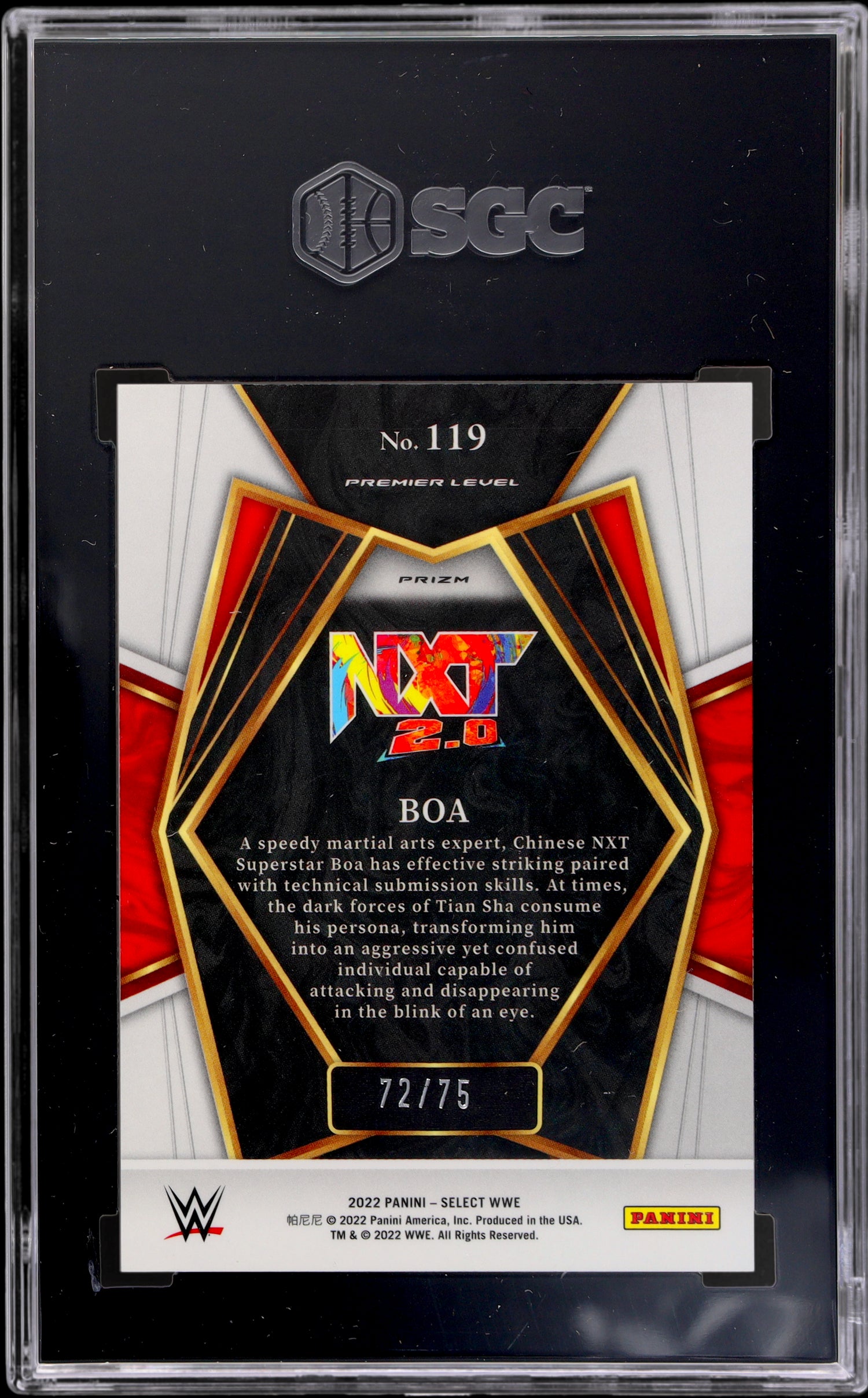 2022 Panini Select WWE Purple Prizm Boa #119 Premier Level /75 SGC 10