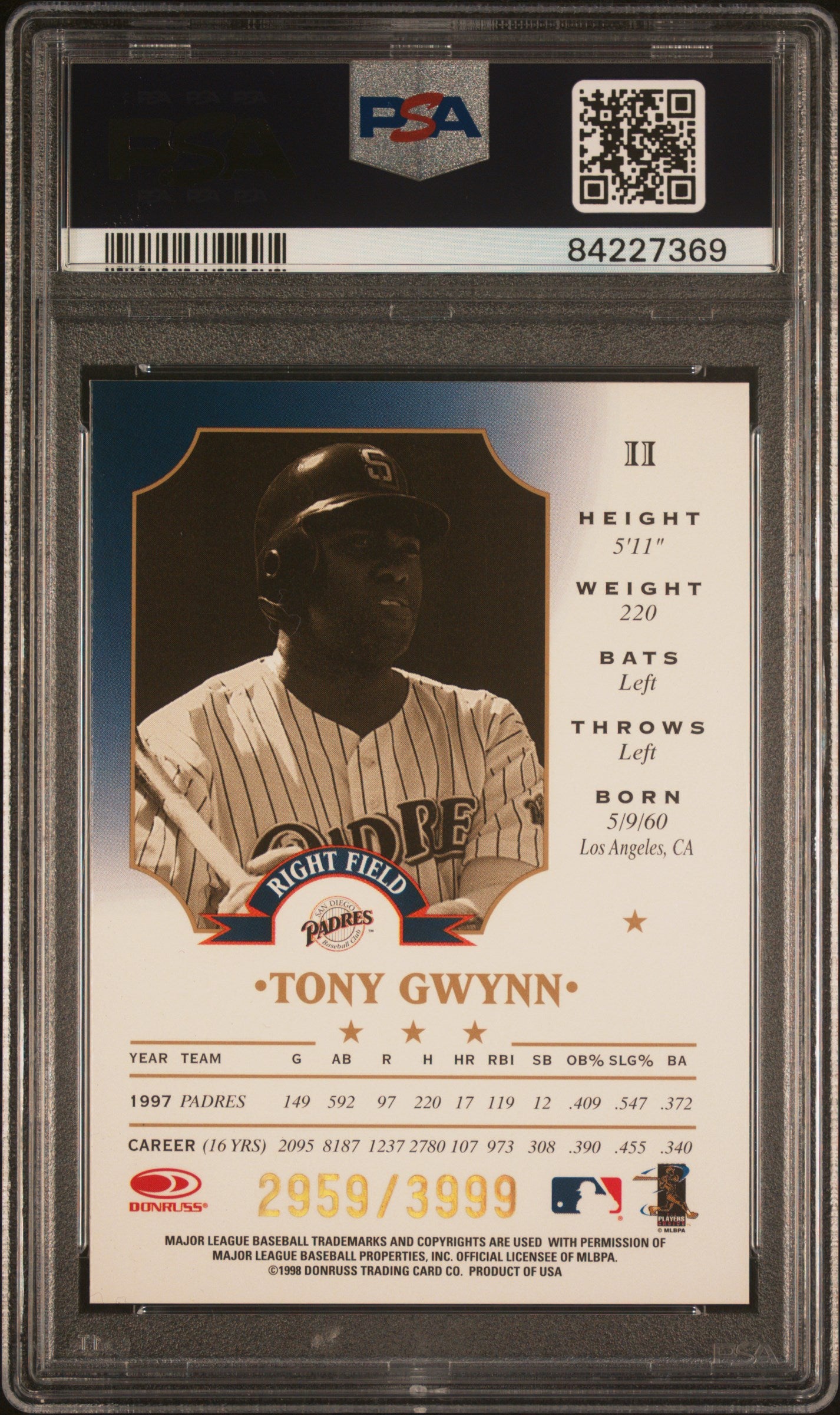 1998 Leaf Fractal Foundation Tony Gwynn #11 PSA 9