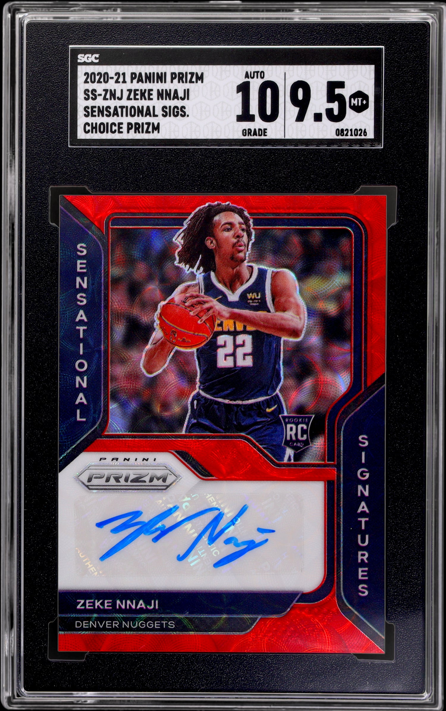 2020-21 Panini Prizm #SS-ZNJ Zeke Nnaji Sensational Sigs. Choice Prizm SGC 9.5