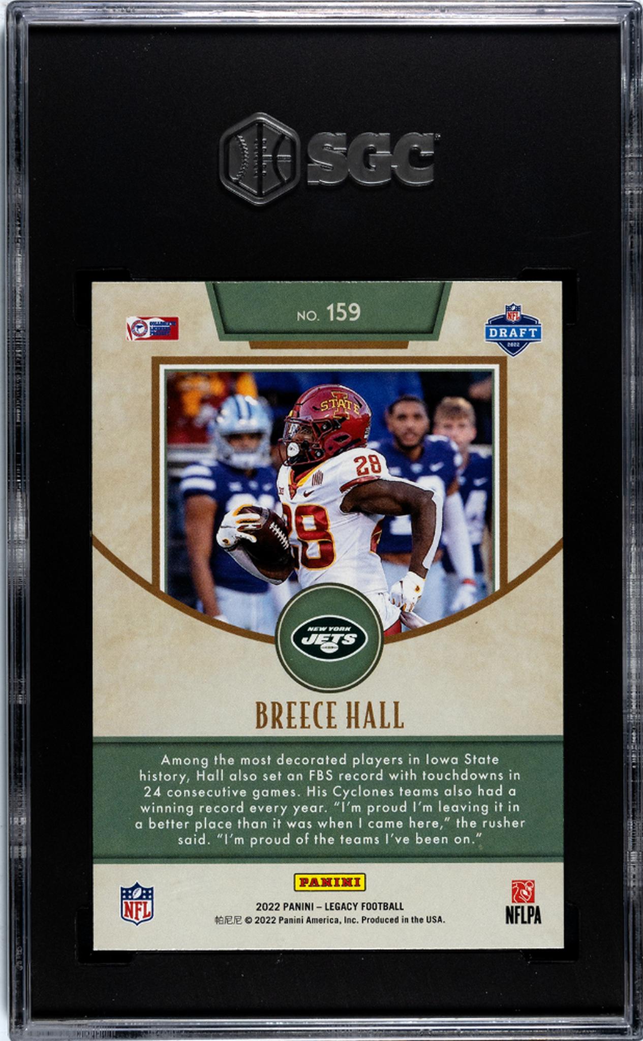 2022 Panini Legacy Breece Hall #159 SGC 10