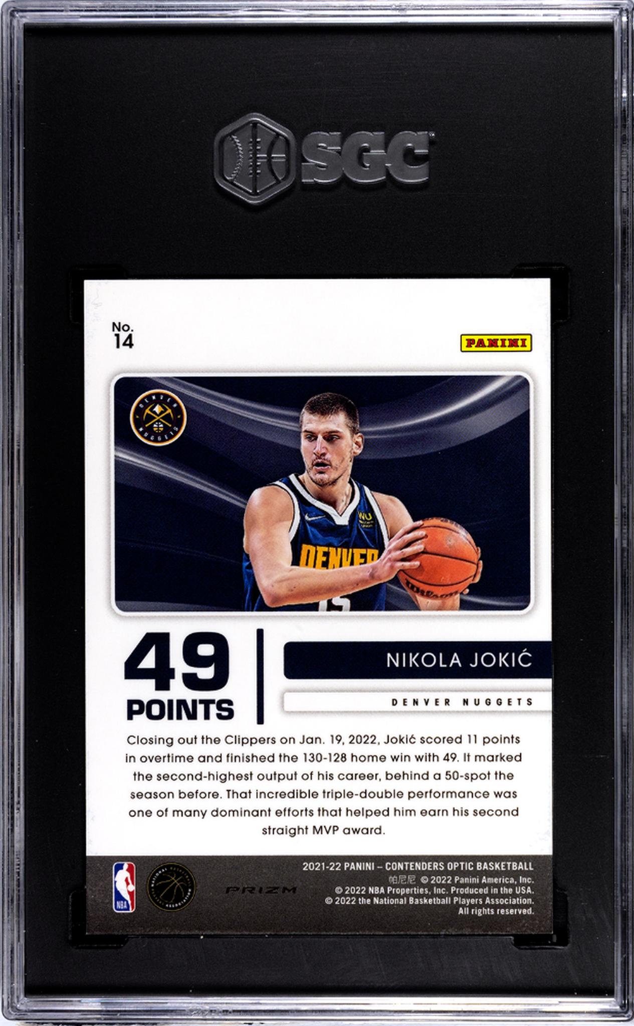 2021-22 Panini Contenders Optic #14 Nikola Jokic Playing The Numbers Game SGC 9.5