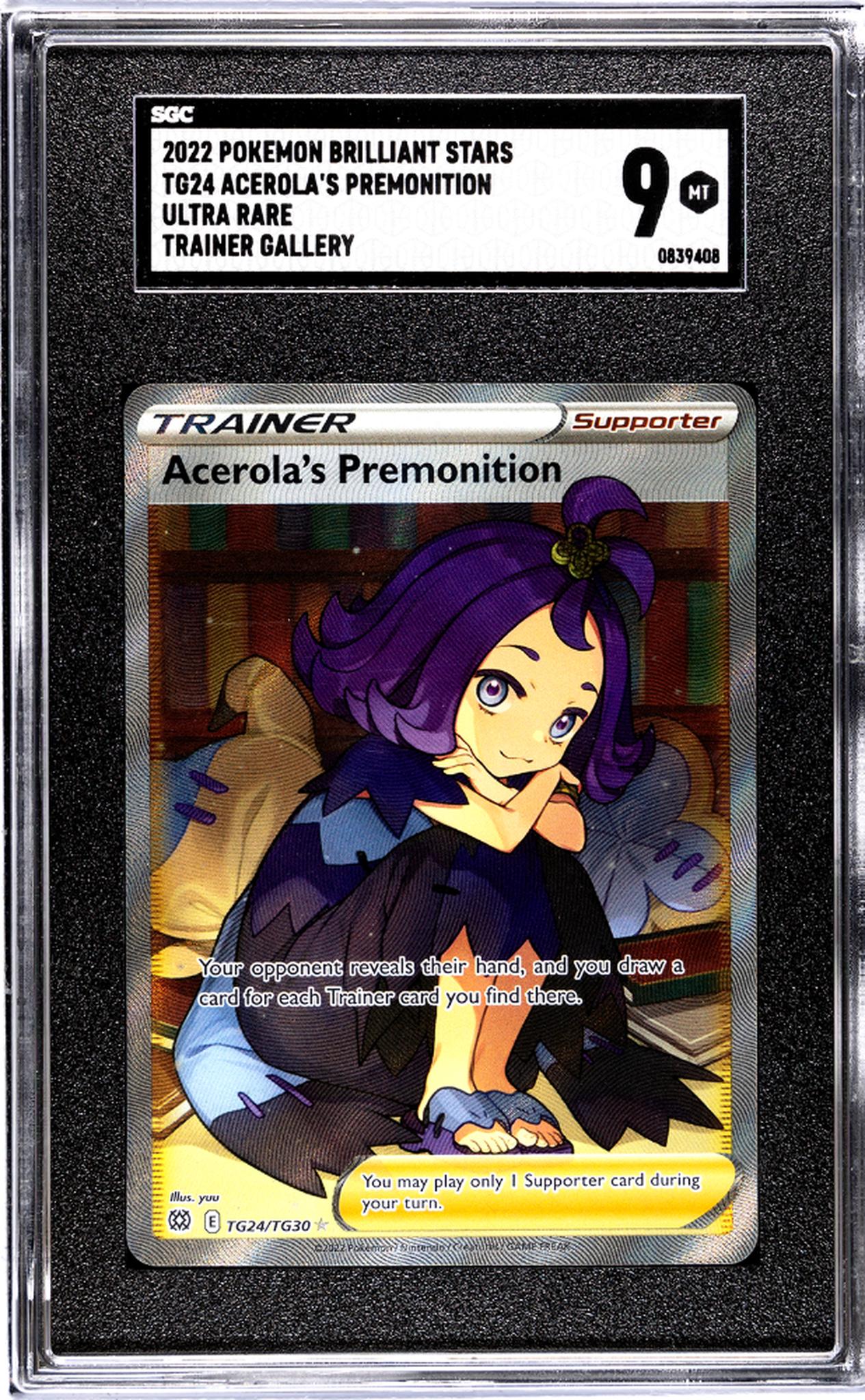 2022 Pokemon Brilliant Stars Trainer Gallery Acerola's Premonition #TG24 SGC 9