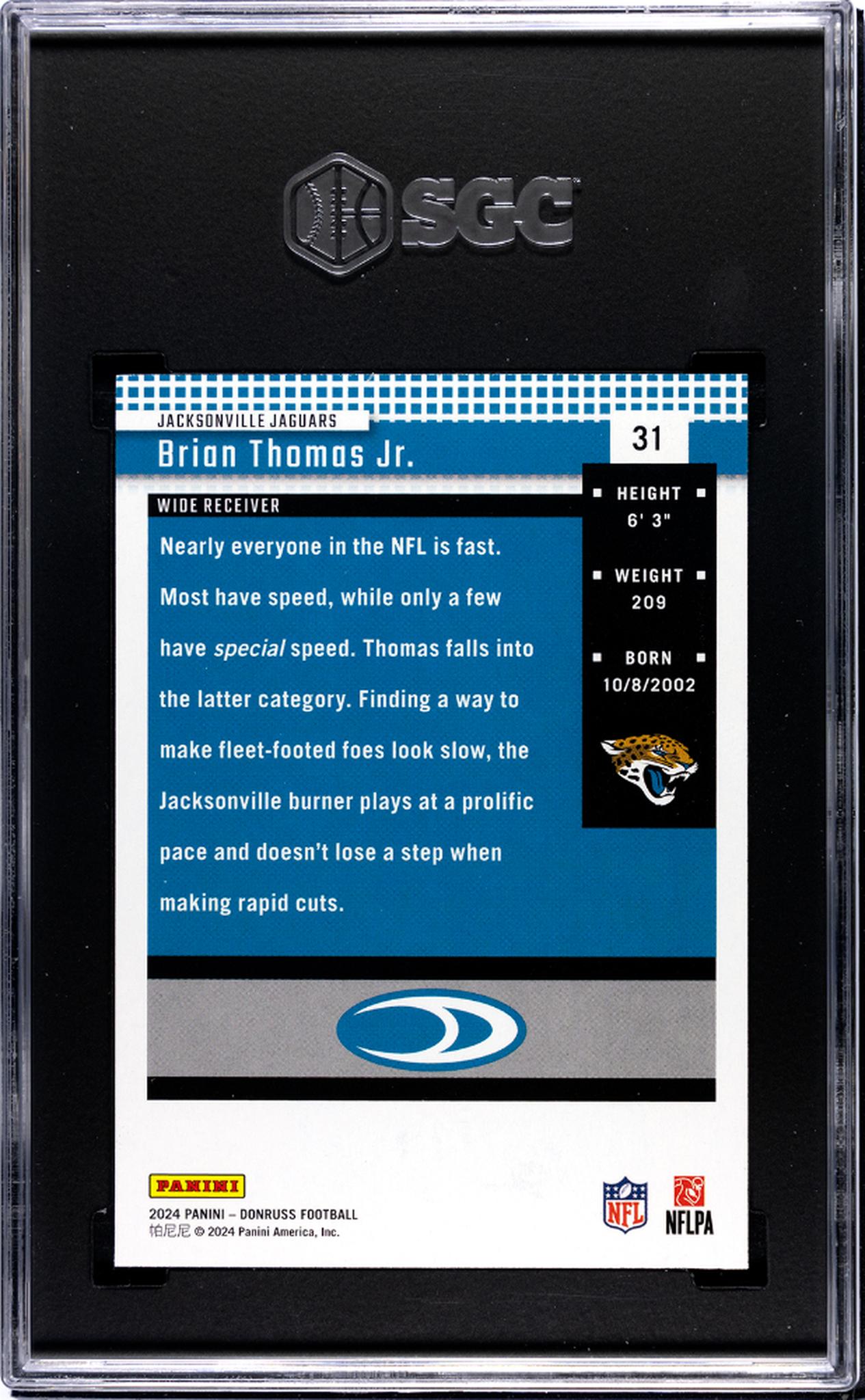 2024 Panini Donruss '04 Retro Brian Thomas Jr. #31 SGC 10