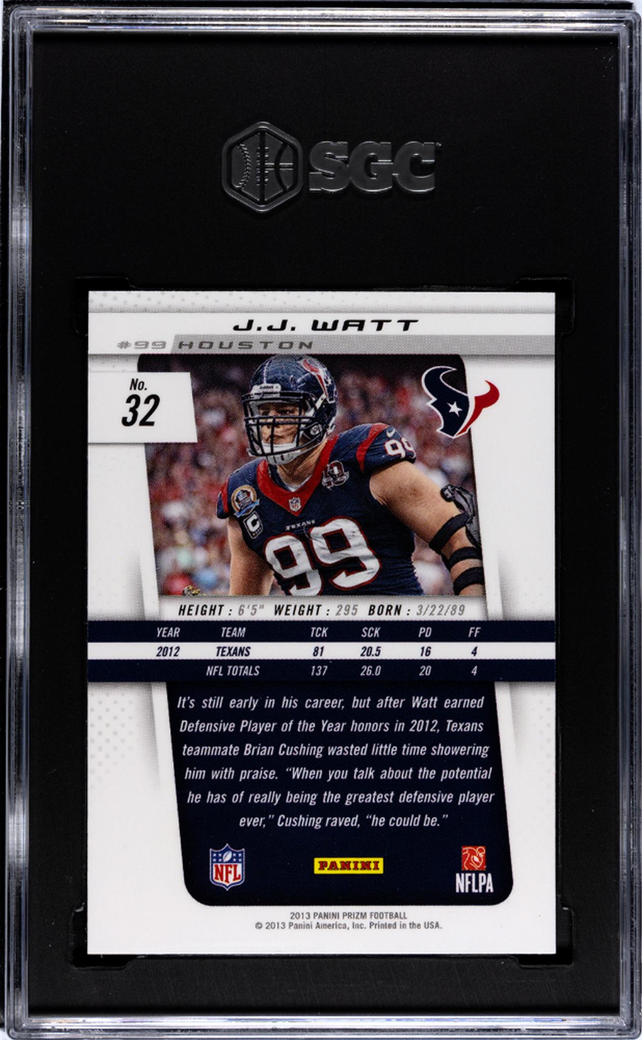 2013 Prizm #32 J.J. Watt SGC 10