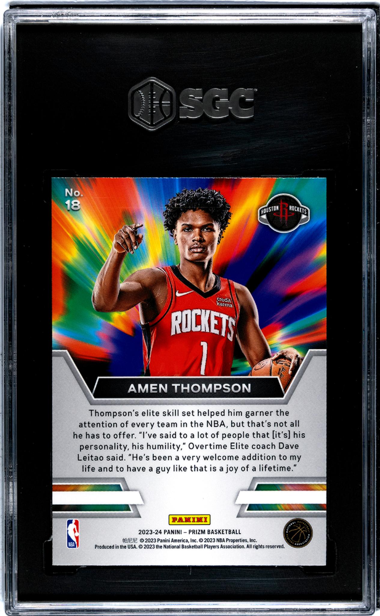 2023 Panini Prizm Instant Impact Amen Thompson #18 RC SGC 7