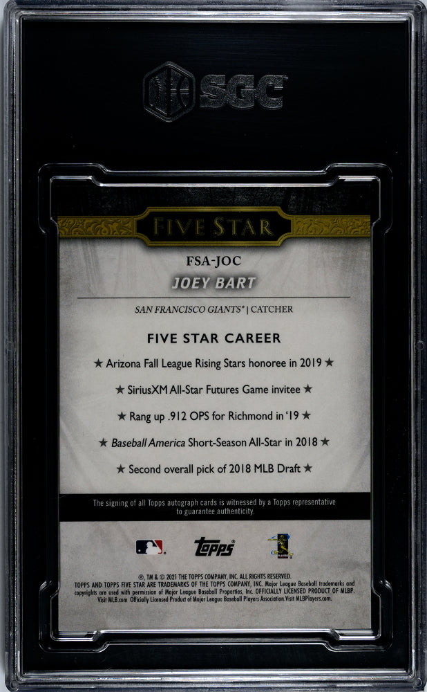 2021 Topps Five Star Joey Bart #FSA-JOC SGC 10