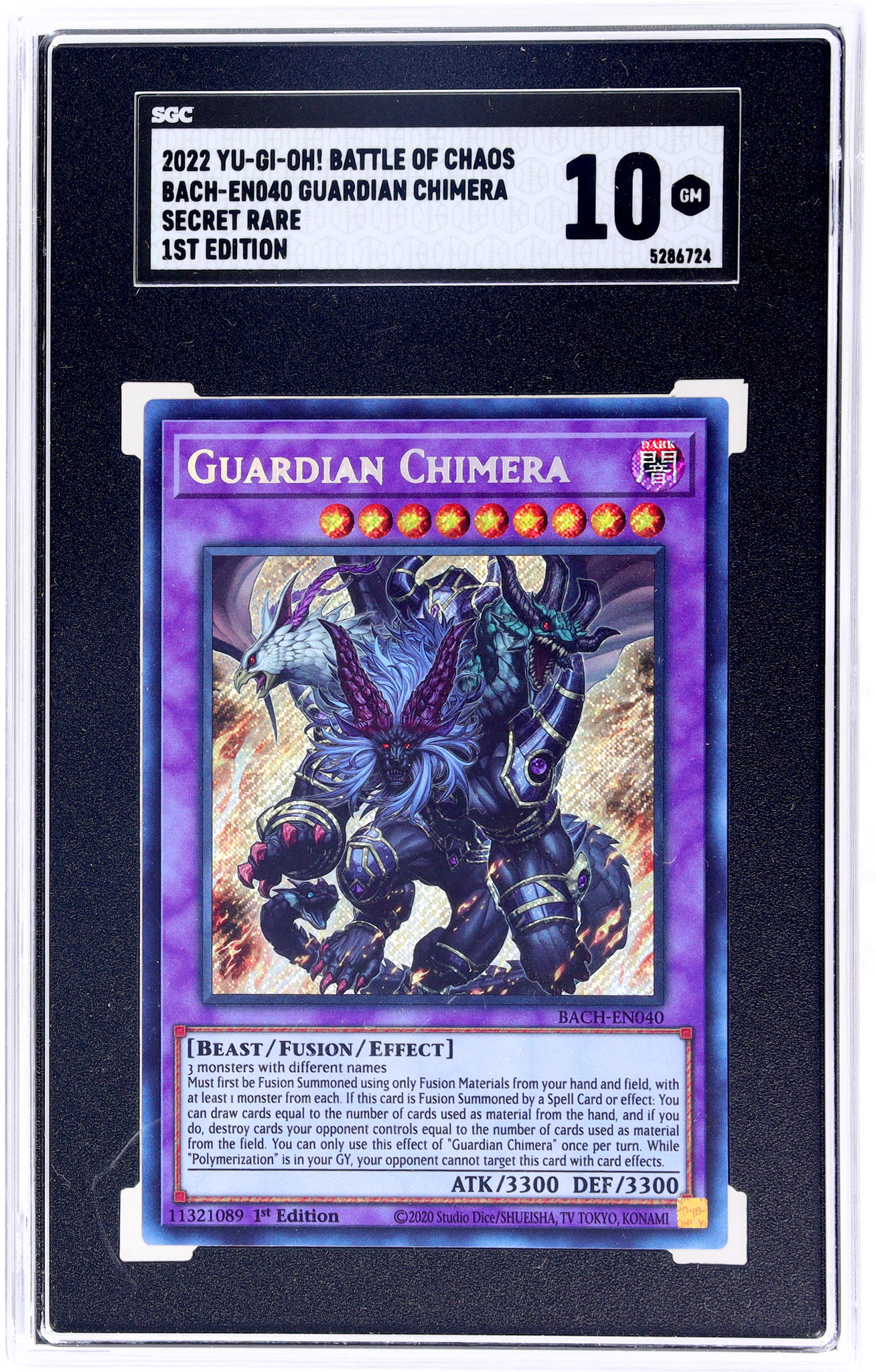 2022 Yu-Gi-Oh! Battle Of Chaos #BACH-EN040 Guardian Chimera Secret Rare 1stEd. SGC 10