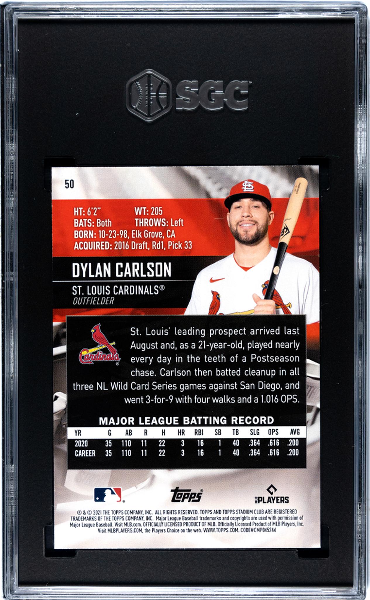 2021 Topps Stadium Club #50 Dylan Carlson SGC 10