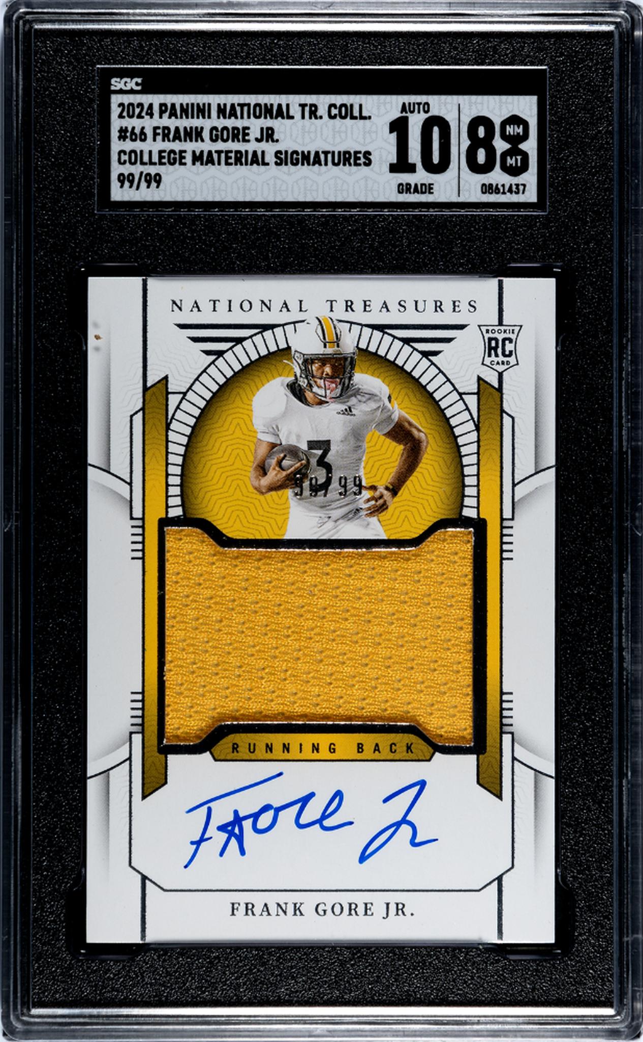 2024 National Treasures # Frank Gore Jr. College Material Signatures 99/99 SGC 10