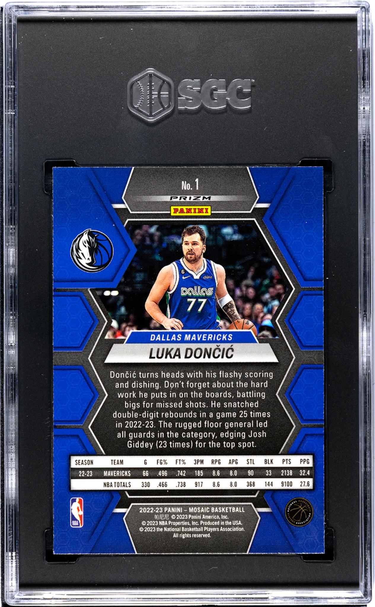 2022-23 Panini Mosaic #1 Luka Doncic Green Prizm SGC 9.5