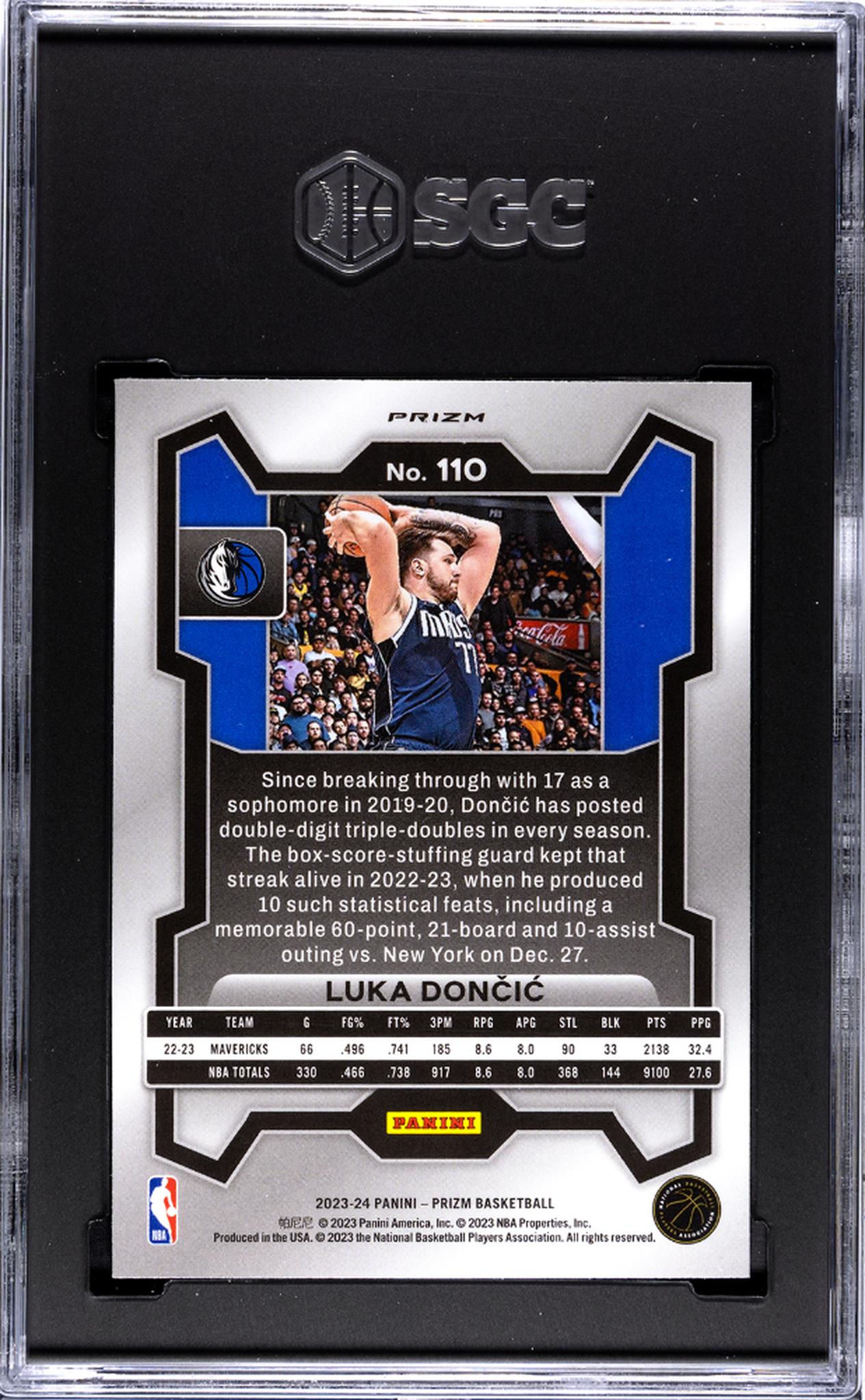 2023-24 Panini Prizm #110 Luka Doncic Ice Prizm SGC 10