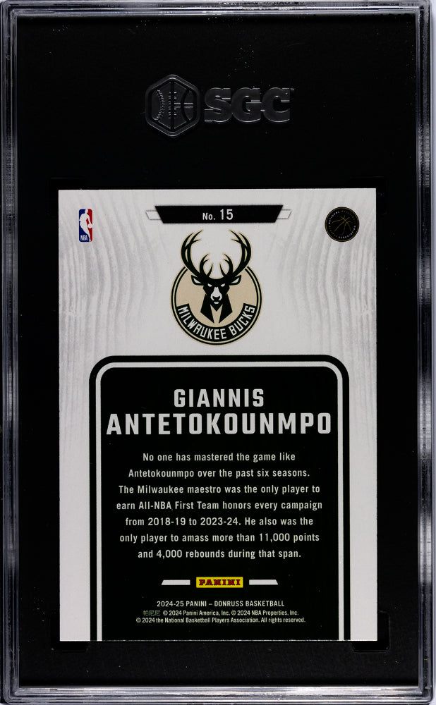 2024-25 Panini Donruss Hardwood Masters Giannis Antetokounmpo #15 SGC 10