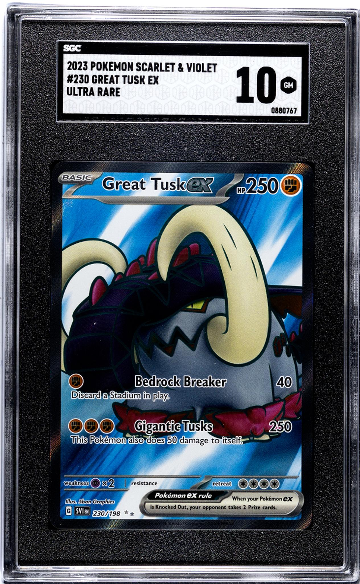 2023 Pokemon Scarlet & Violet Ultra Rare Great Tusk EX #230 SGC 10