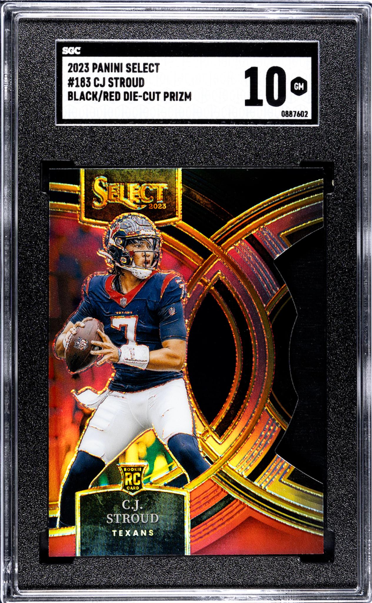 2023 Panini Select #183 Cj Stroud Black/Red Die-Cut Prizm SGC 10