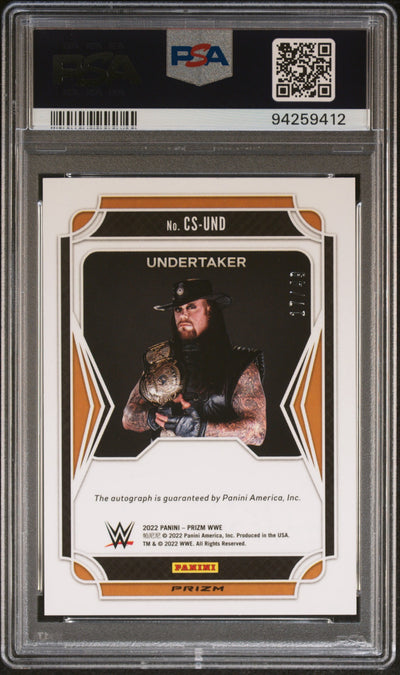 2022 Panini Prizm WWE Champion Signatures Prizms Blue Undertaker #3 /49 PSA 10