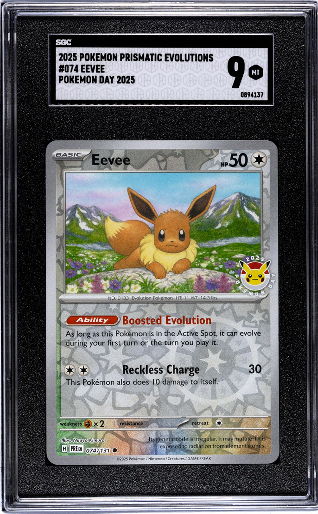 2025 Pokemon #074/131 Eevee Prismatic Evolutions SGC 9