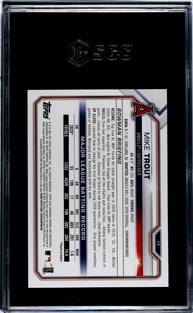 2021 Bowman Mike Trout #17 SGC 9.5