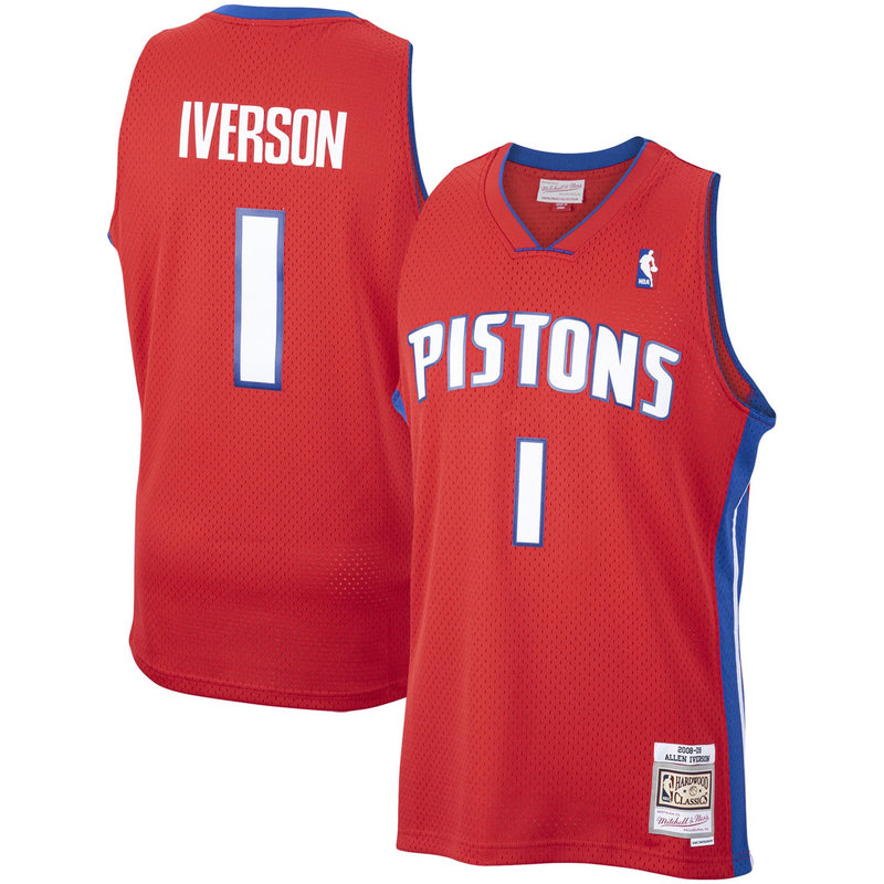 Allen Iverson Detroit Pistons Mitchell & Ness 2008/09 Hardwood Classics Swingman Jersey - Red