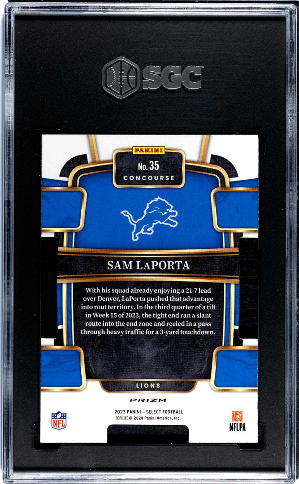 2023 Panini Select Red/Blue Die-Cut Sam LaPorta #35 RC SGC 9