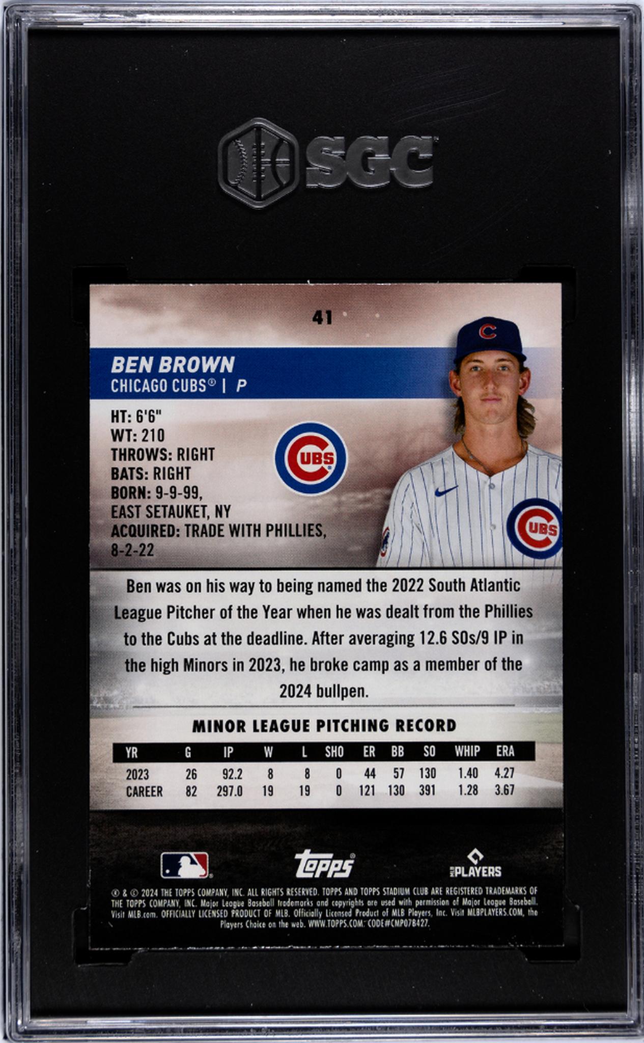2024 Topps Stadium Club #41 Ben Brown SGC 9.5