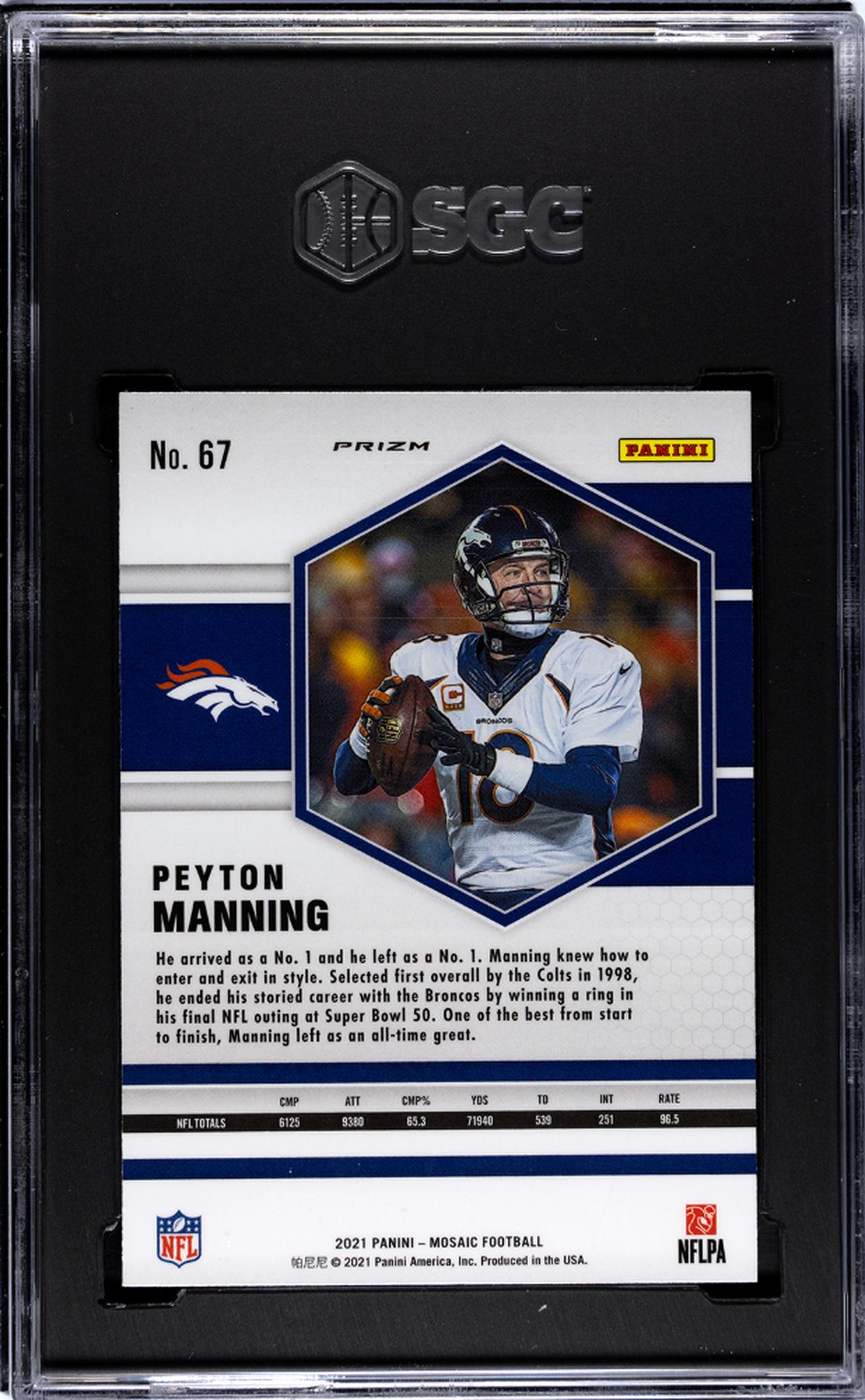 2021 Panini Mosaic #67 Peyton Manning Pink SGC 8