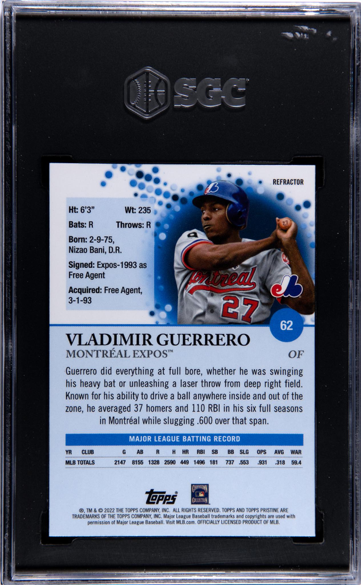 2022 Topps Pristine #62 Vladimir Guerrero SGC 10