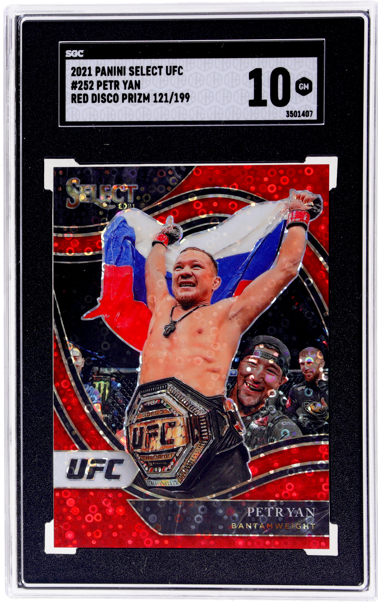 2021 Panini Select Ufc #252 Petr Yan Red Disco Prizm 121 SGC 10