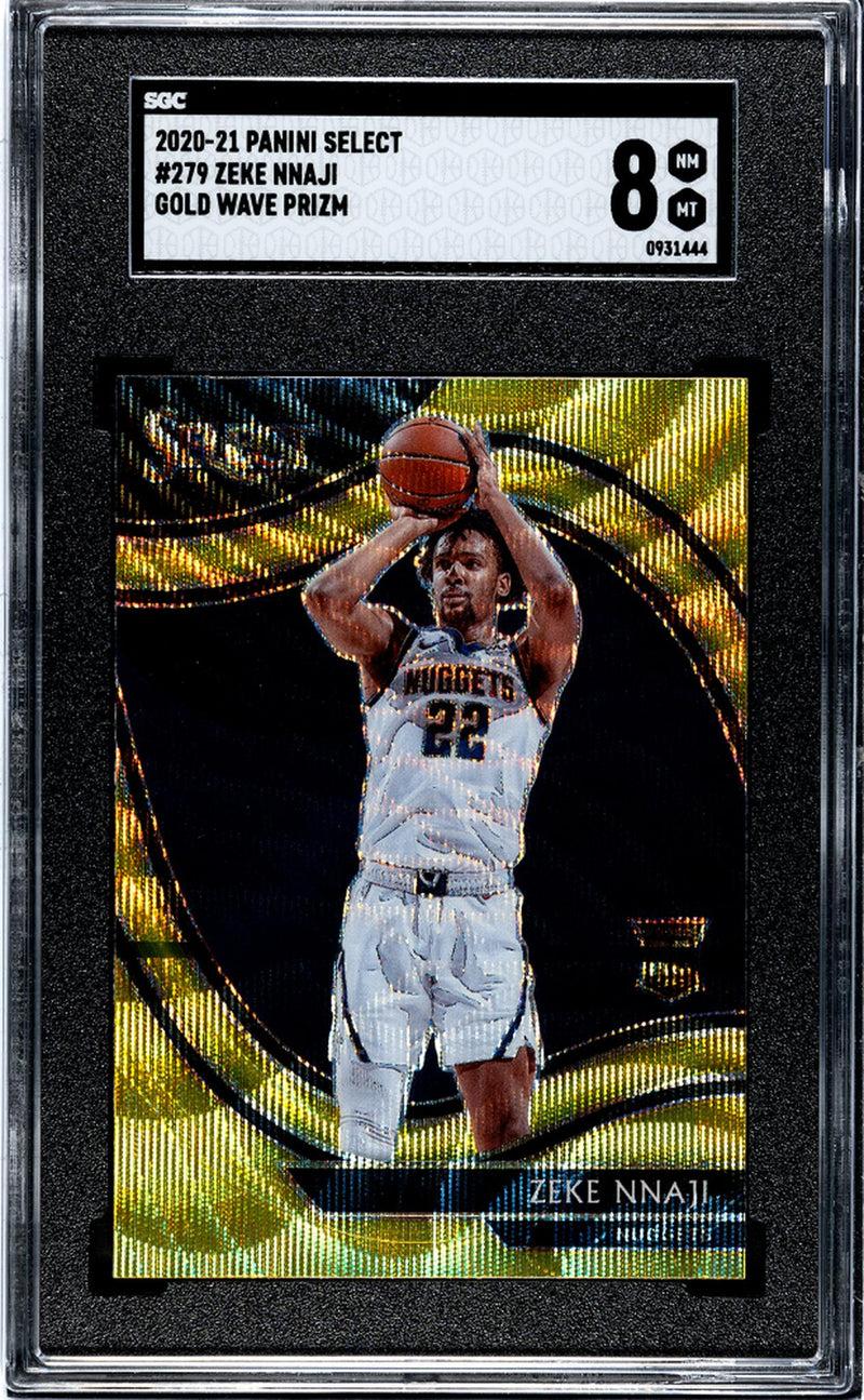 2020-21 Panini Select #279 Zeke Nnaji Gold Wave Prizm SGC 8