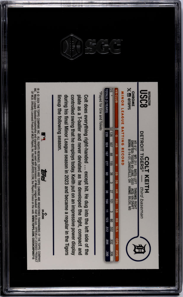 2024 Topps Chrome Update Prism Colt Keith #USC8 RC Refractor SGC 9.5